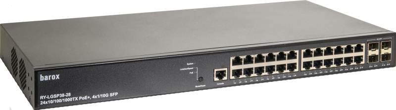 19"-Switch mit Management, starken Sicherheitsfunktionen und PoE +	