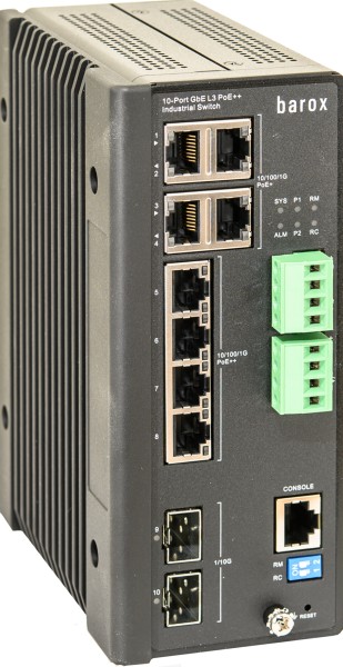 Industrieller L2/L3 Switch mit Management, starken Sicherheitsfunktionen und PoE ++ 10Gbit SFP Ports	  Industrieller L2/L3 Switch mit Management, starken Sicherheitsfunktionen und PoE ++ 10Gbit SFP Ports