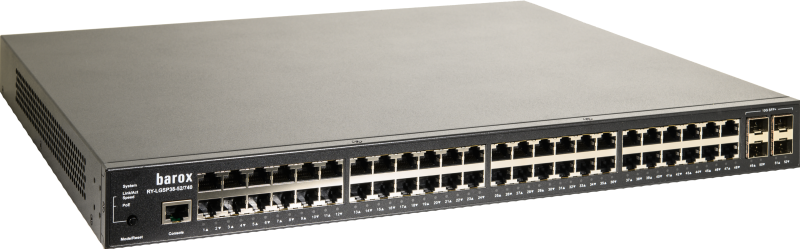  19"-Switch mit Management, starken Sicherheitsfunktionen und PoE +	