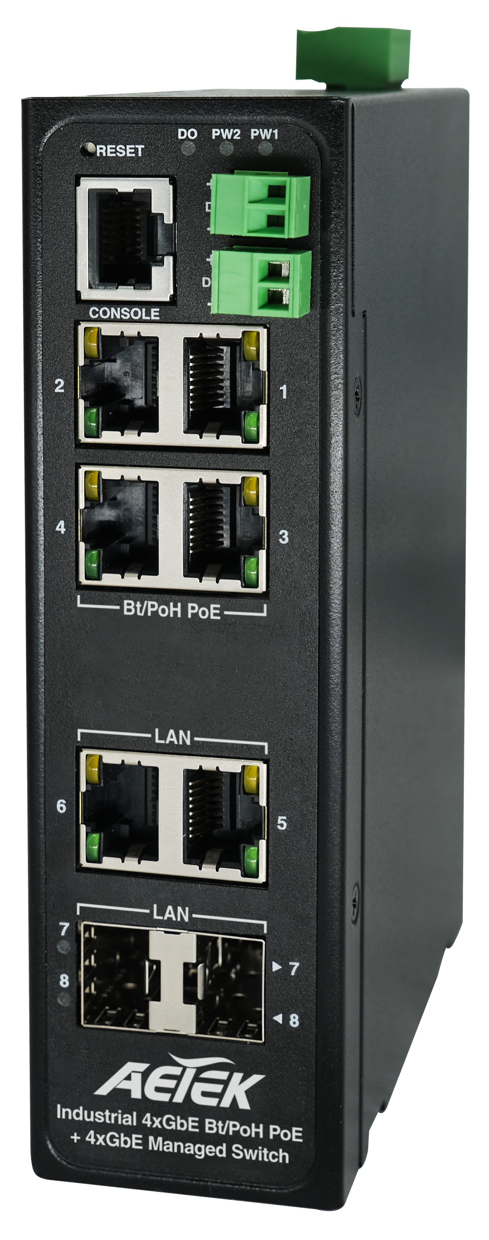 Industrieller Hutschienenswitch 4×90W poh/bt PoE L2 Managed Switch – 2 SFP + 2 RJ45