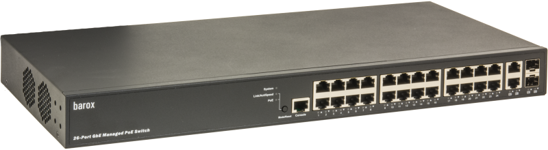  19"-L2/L3 Switch mit Management, 24 Ports PoE +	