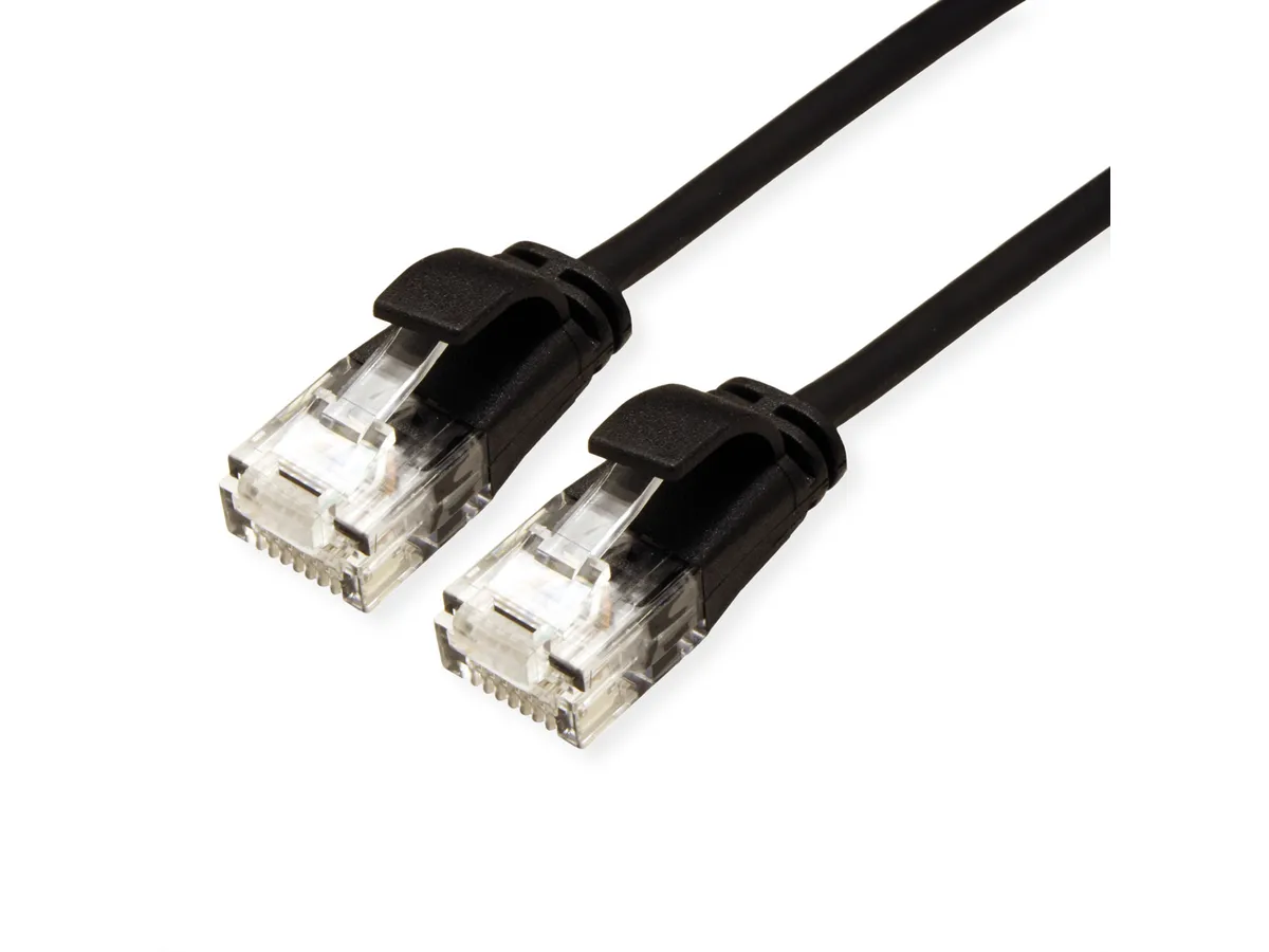 UTP patch cable Cat.6A (Class EA), LSOH, slim, black, 5m