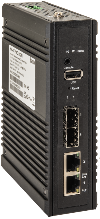  Industrieller gemanagter Medienkonverter mit PoE++ für 2 x 10/100/1000BaseTX auf 2xSFP